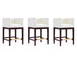 Kingsley Counter Stool in Ivory and Dark Walnut (set of 3) by Manhattan Comfort at Eve Furniture