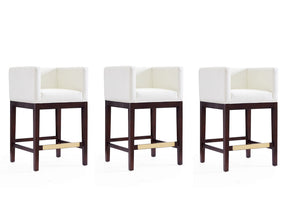 Kingsley Counter Stool in Ivory and Dark Walnut (set of 3) by Manhattan Comfort at Eve Furniture
