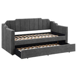 Kingston Charcoal Upholstered Twin Daybed with Trundle by Coaster at Eve Furniture