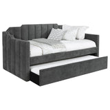 Kingston Charcoal Upholstered Twin Daybed with Trundle by Coaster at Eve Furniture