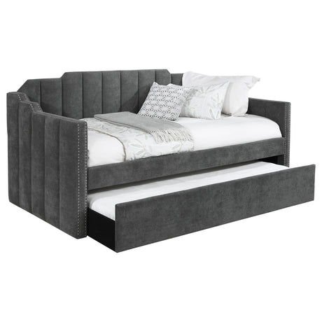 Kingston Charcoal Upholstered Twin Daybed with Trundle by Coaster at Eve Furniture