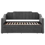 Kingston Charcoal Upholstered Twin Daybed with Trundle by Coaster at Eve Furniture
