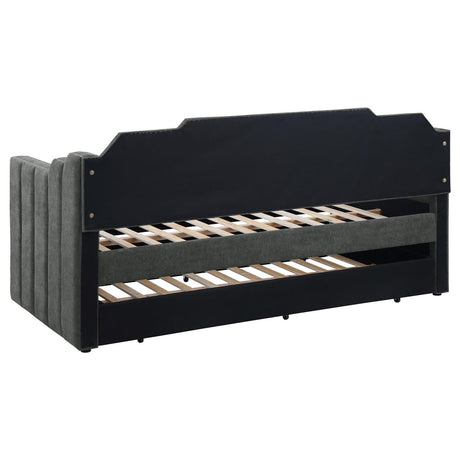 Kingston Charcoal Upholstered Twin Daybed with Trundle by Coaster at Eve Furniture