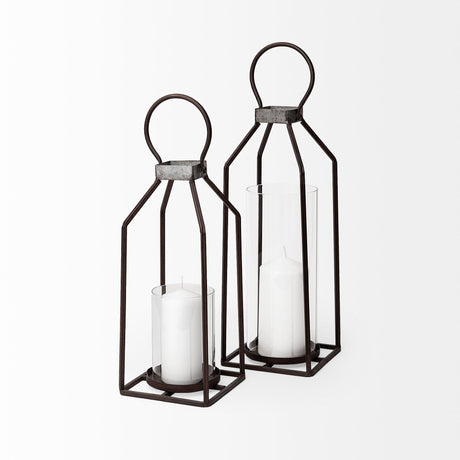 Kingston II Small Rustic Metal Framed Table Candle Holder by Mercana at Eve Furniture
