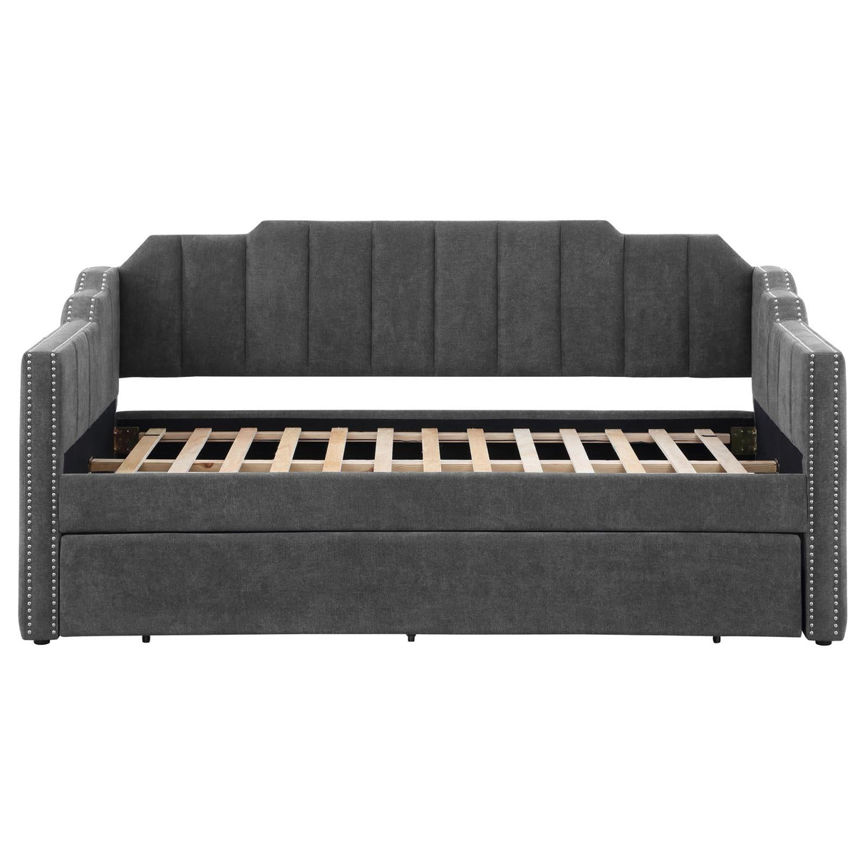 Kingston Charcoal Upholstered Twin Daybed with Trundle