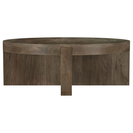 Kinkaid Round Solid Mango Wood Coffee Table Brown by Coaster at Eve Furniture