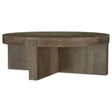 Kinkaid Round Solid Mango Wood Coffee Table Brown by Coaster at Eve Furniture