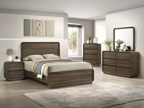 Kinkaid Warm Wood King Panel Bed by Crown Mark at Eve Furniture