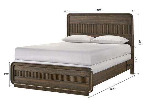 Kinkaid Warm Wood Queen Panel Bed by Crown Mark at Eve Furniture
