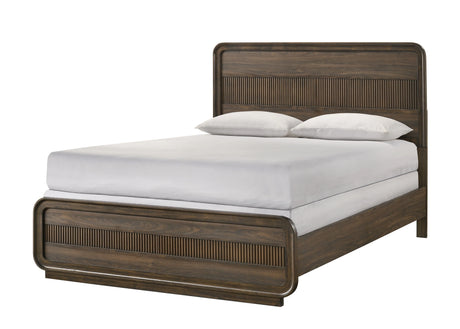 Kinkaid Warm Wood Queen Panel Bed by Crown Mark at Eve Furniture