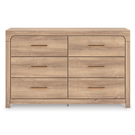 Kinlanni Tan Upholstered Panel Bedroom Set by Ashley at Eve Furniture