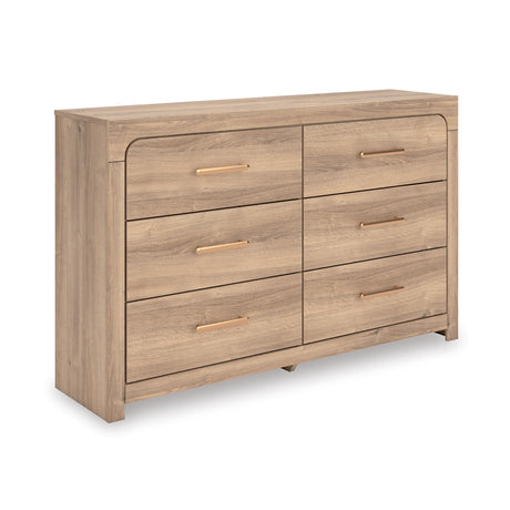 Kinlanni Tan Upholstered Panel Bedroom Set by Ashley at Eve Furniture