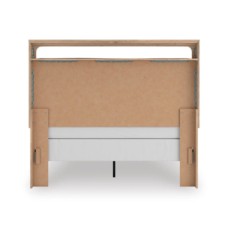 Kinlanni Tan Upholstered Panel Bedroom Set by Ashley at Eve Furniture