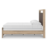 Kinlanni Tan Upholstered Panel Bedroom Set by Ashley at Eve Furniture
