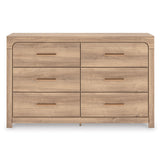 Kinlanni Tan Upholstered Platform Bedroom Set by Ashley at Eve Furniture