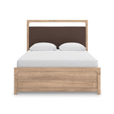 Kinlanni Tan Upholstered Platform Bedroom Set by Ashley at Eve Furniture