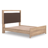 Kinlanni Tan Upholstered Platform Bedroom Set by Ashley at Eve Furniture