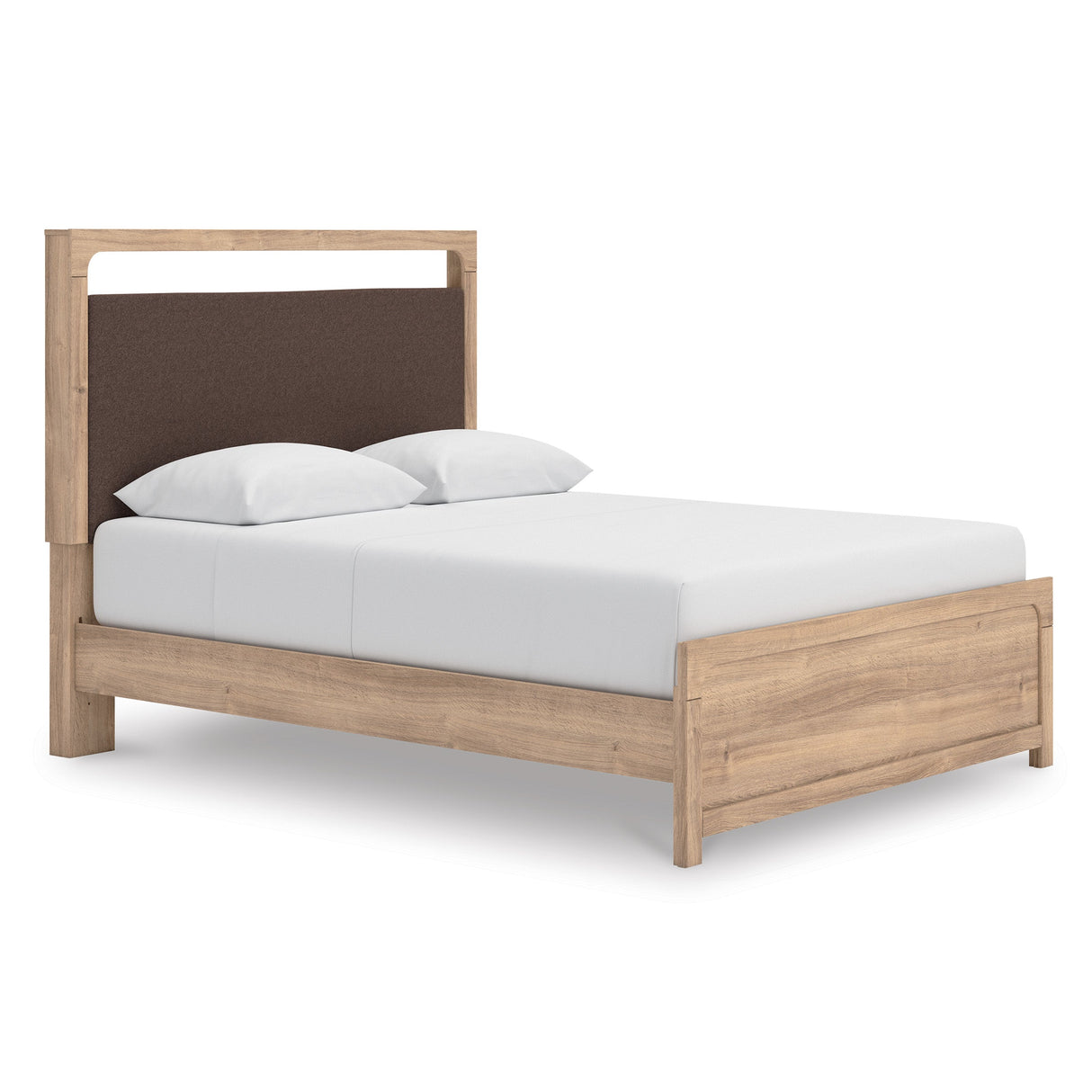 Kinlanni Tan Upholstered Platform Bedroom Set by Ashley at Eve Furniture