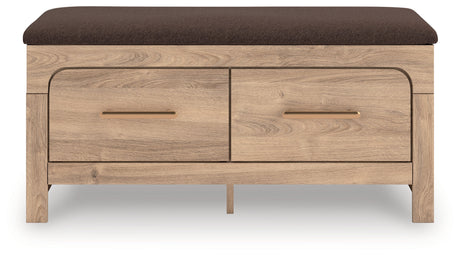 Kinlanni Tan/Brown Bedroom Storage Bench by Ashley at Eve Furniture