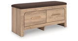 Kinlanni Tan/Brown Bedroom Storage Bench by ASHLEY FURNITURE at Eve Furniture