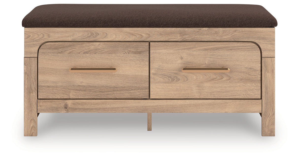 Kinlanni Tan/Brown Bedroom Storage Bench by ASHLEY FURNITURE at Eve Furniture