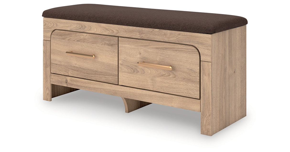 Kinlanni Tan/Brown Bedroom Storage Bench by ASHLEY FURNITURE at Eve Furniture