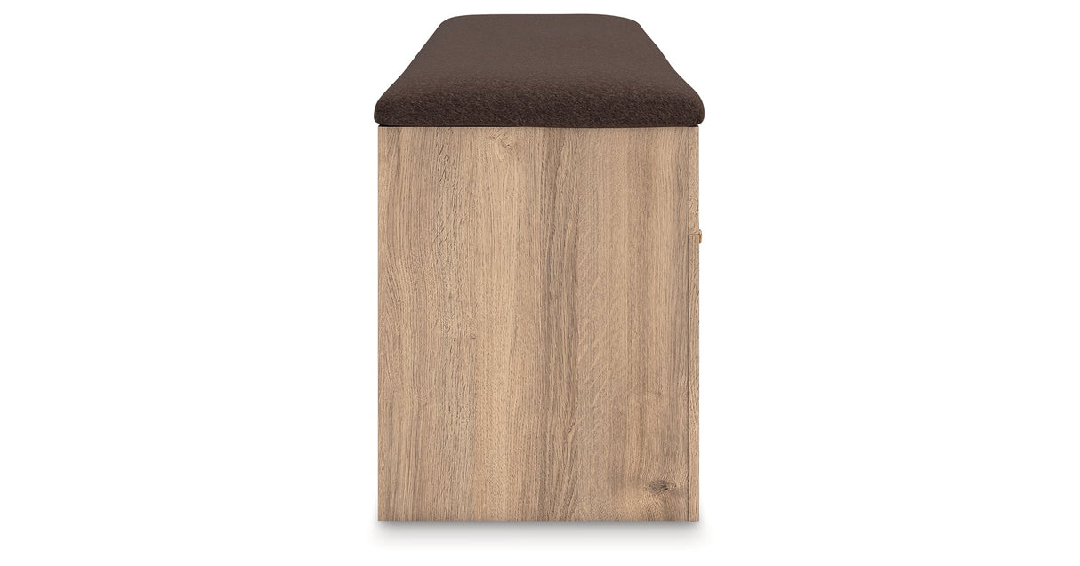 Kinlanni Tan/Brown Bedroom Storage Bench by ASHLEY FURNITURE at Eve Furniture