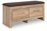 Kinlanni Tan/Brown Bedroom Storage Bench by ASHLEY FURNITURE at Eve Furniture