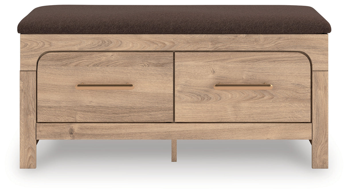 Kinlanni Tan/Brown Bedroom Storage Bench by ASHLEY FURNITURE at Eve Furniture