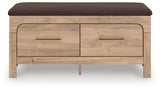 Kinlanni Tan/Brown Bedroom Storage Bench by ASHLEY FURNITURE at Eve Furniture