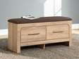 Kinlanni Tan/Brown Bedroom Storage Bench by ASHLEY FURNITURE at Eve Furniture