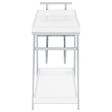 Kinney 2-tier Bar Cart with Storage Drawer White High Gloss and Chrome