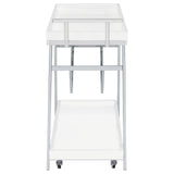 Kinney 2-tier Bar Cart with Storage Drawer White High Gloss and Chrome