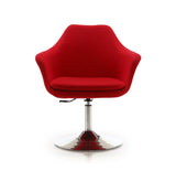 Kinsey Adjustable Height Swivel Accent Chair in Red and Polished Chrome by Manhattan Comfort at Eve Furniture