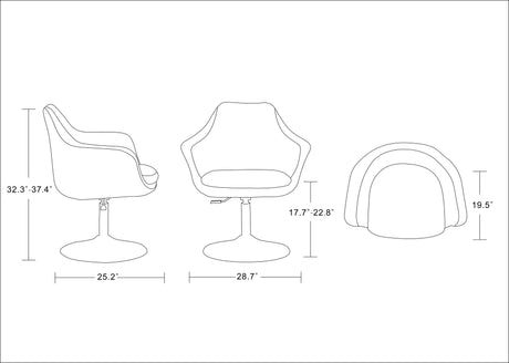 Kinsey Adjustable Height Swivel Accent Chair in Red and Polished Chrome (set of 2) by Manhattan Comfort at Eve Furniture