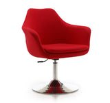 Kinsey Adjustable Height Swivel Accent Chair in Red and Polished Chrome (set of 2) by Manhattan Comfort at Eve Furniture