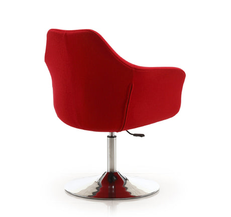 Kinsey Adjustable Height Swivel Accent Chair in Red and Polished Chrome (set of 2) by Manhattan Comfort at Eve Furniture