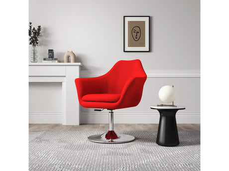 Kinsey Adjustable Height Swivel Accent Chair in Red and Polished Chrome (set of 2) by Manhattan Comfort at Eve Furniture