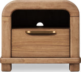 Kione Lioness One Drawer Acacia Wood Nightstand by Modus Furniture at Eve Furniture