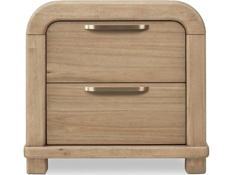 Kione Lioness Two Drawer Acacia Wood Nightstand by Modus Furniture at Eve Furniture