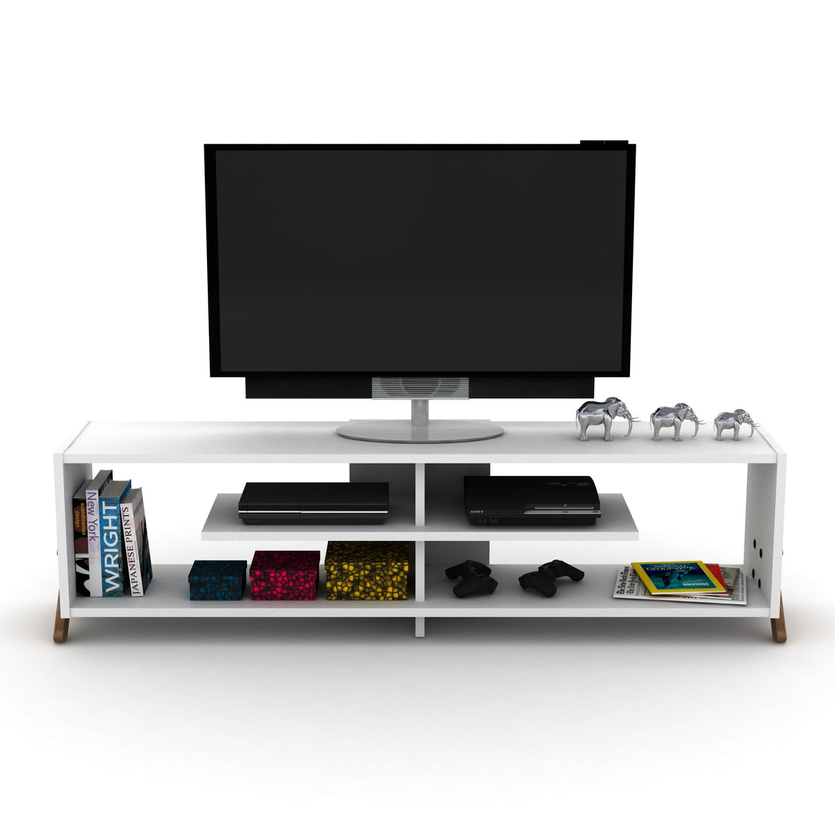 Kipp Tv Stand Walnut-White by Furnia at Eve Furniture