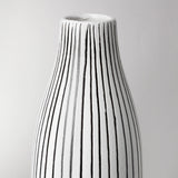 Kira I Small White Pinstripe Ceramic Vase by Mercana at Eve Furniture