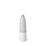 Kira I Small White Pinstripe Ceramic Vase by Mercana at Eve Furniture