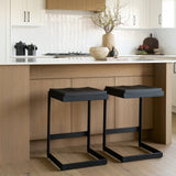 Kiran 17L x 17W x 26H Black Wood W/ Black Metal Base C-Shape Counter Stool by Mercana at Eve Furniture