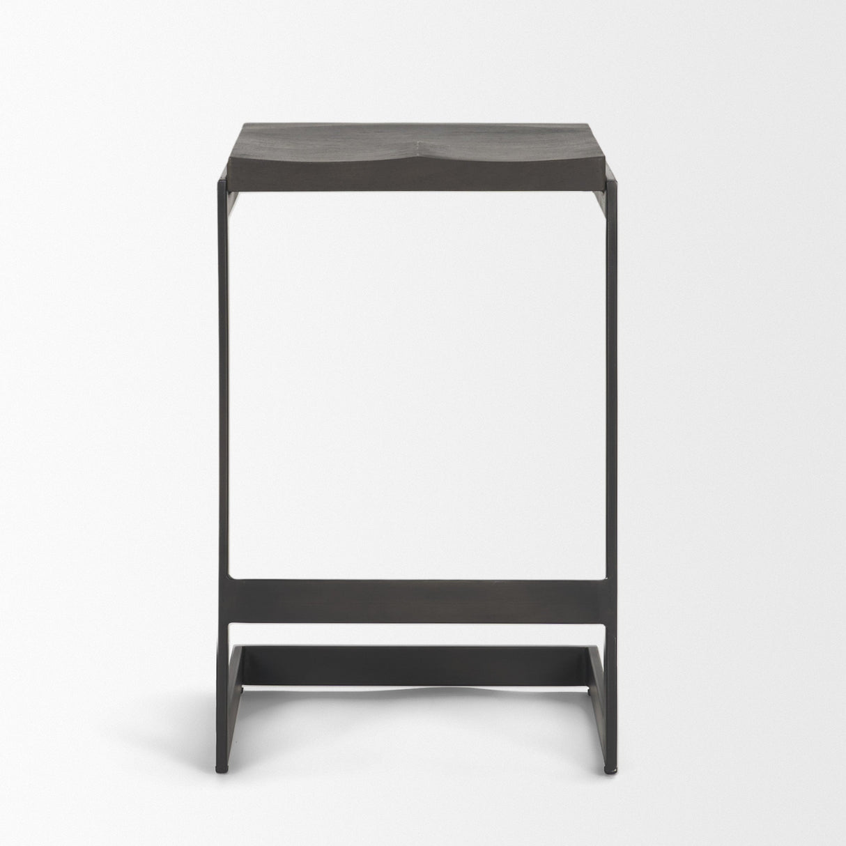 Kiran 17L x 17W x 26H Black Wood W/ Black Metal Base C-Shape Counter Stool by Mercana at Eve Furniture