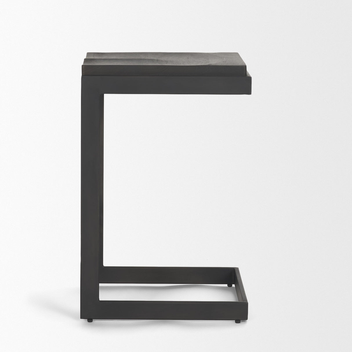 Kiran 17L x 17W x 26H Black Wood W/ Black Metal Base C-Shape Counter Stool by Mercana at Eve Furniture