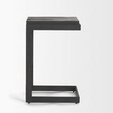 Kiran 17L x 17W x 26H Black Wood W/ Black Metal Base C-Shape Counter Stool by Mercana at Eve Furniture