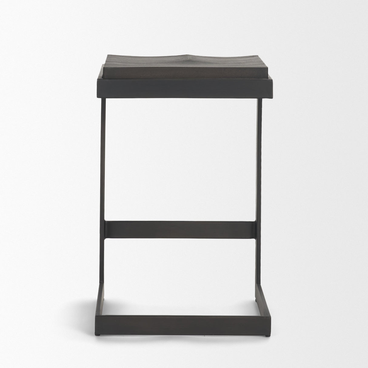 Kiran 17L x 17W x 26H Black Wood W/ Black Metal Base C-Shape Counter Stool by Mercana at Eve Furniture