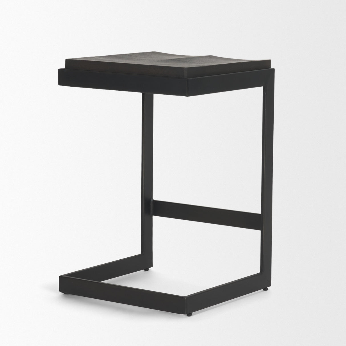 Kiran 17L x 17W x 26H Black Wood W/ Black Metal Base C-Shape Counter Stool by Mercana at Eve Furniture