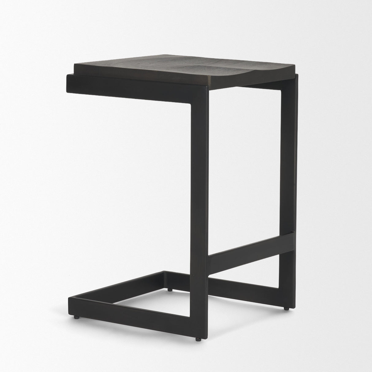Kiran 17L x 17W x 26H Black Wood W/ Black Metal Base C-Shape Counter Stool by Mercana at Eve Furniture